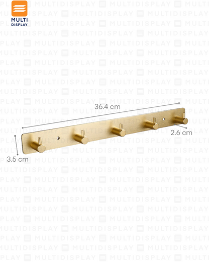 Gancho para Vestidor Aluminio 5 Slot, Dorado
