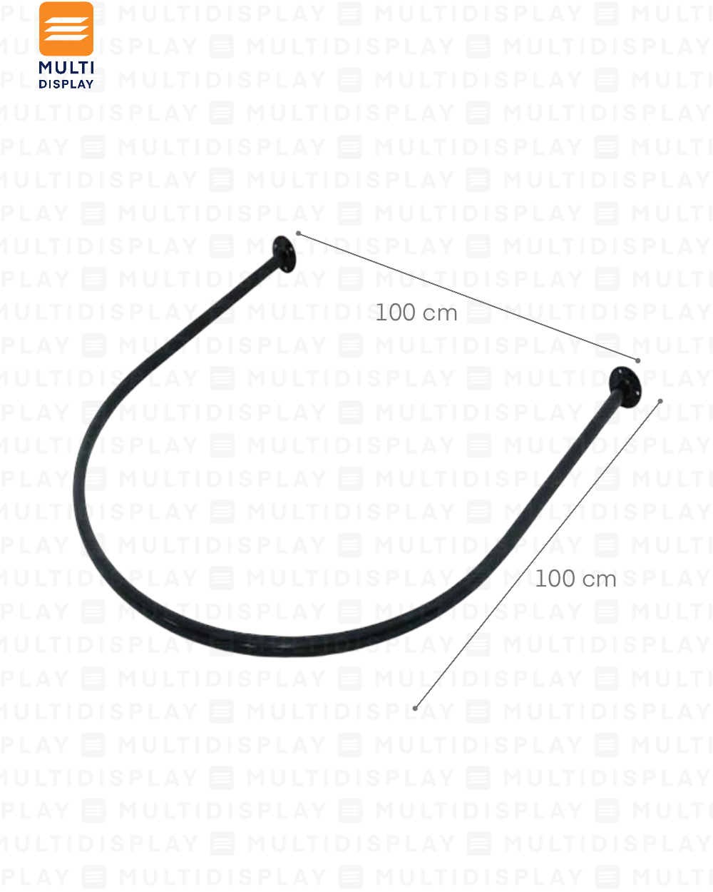 Barra para Vestidor U 100cm con Cortina, Negro