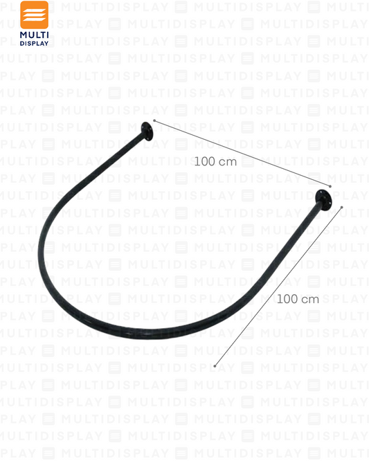 Barra para Vestidor U 100cm con Cortina, Negro