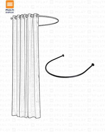 Barra para Vestidor U 100cm con Cortina, Negro