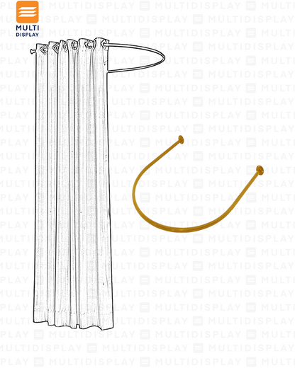 Barra para Vestidor U 100cm con Cortina, Dorado