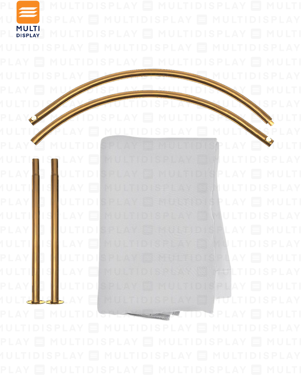 Barra para Vestidor U 100cm con Cortina, Dorado