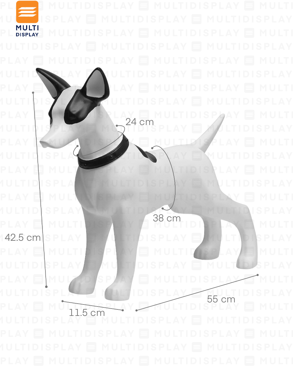 Maniqui Mascota Perro Terrier, Blanco con Negro