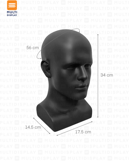 Maniqui Cabeza para Casco 56cm Plastico Hombre, Negro