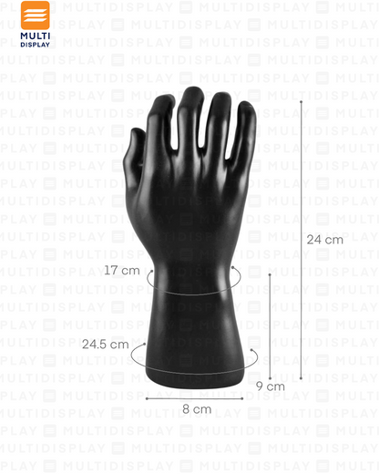 Maniqui Mano para Guantes Plastico Hombre, Negro