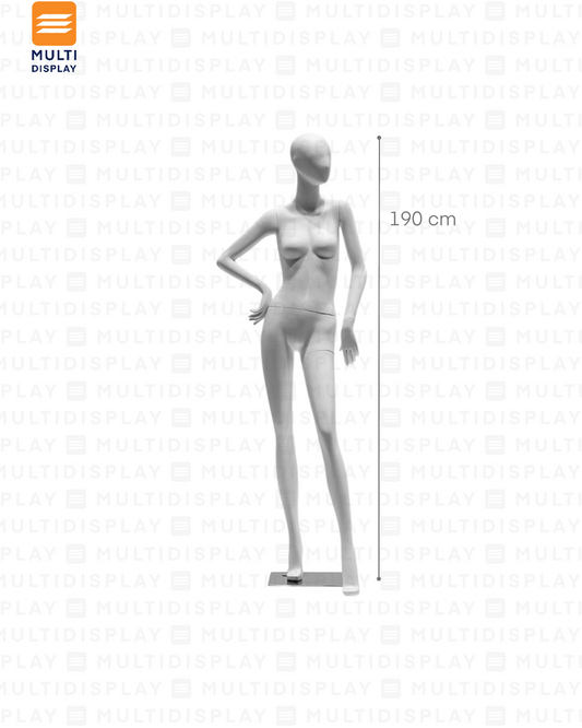 Maniqui Completo Mujer Estandar, Pose Parado Brazo Doblado, Blanco