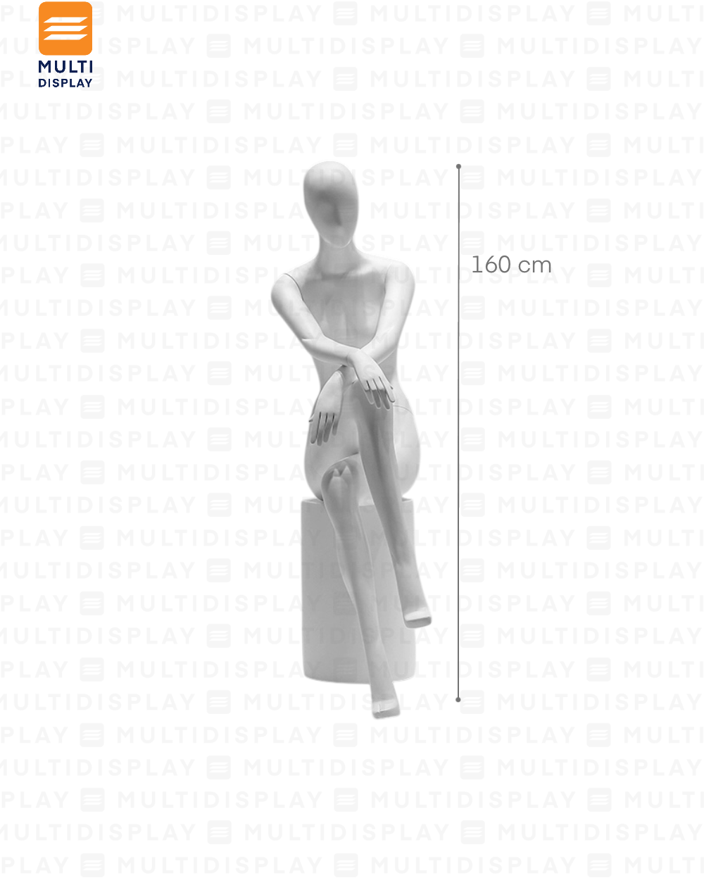 Maniqui Completo Mujer Estandar, Pose Sentado Cruzado, Blanco