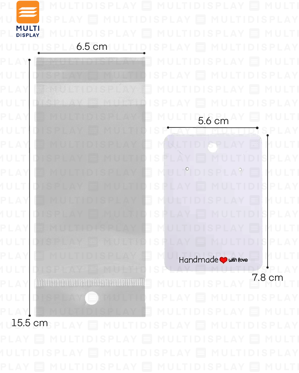 Empaque para Joyeria, Carton con Sobre 7.8x5.6cm, Paquete de 50, Blanco