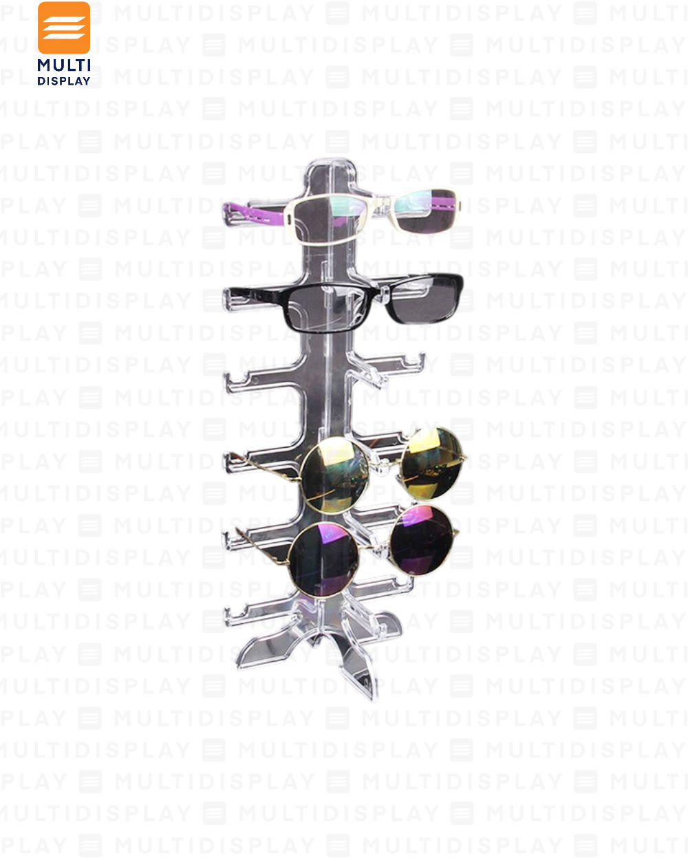 Exhibidor de Lentes Plastico 5 Slot, 16x32cm, Transparente