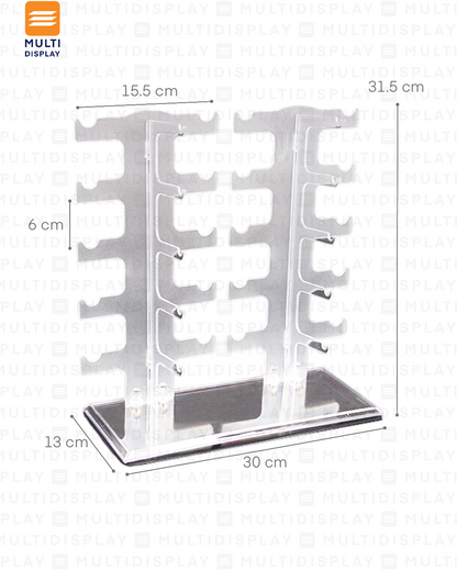 Exhibidor de Lentes Doble Plastico 10 Slot, 30x32cm, Transparente