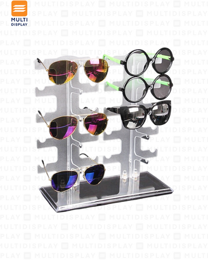 Exhibidor de Lentes Doble Plastico 10 Slot, 30x32cm, Transparente