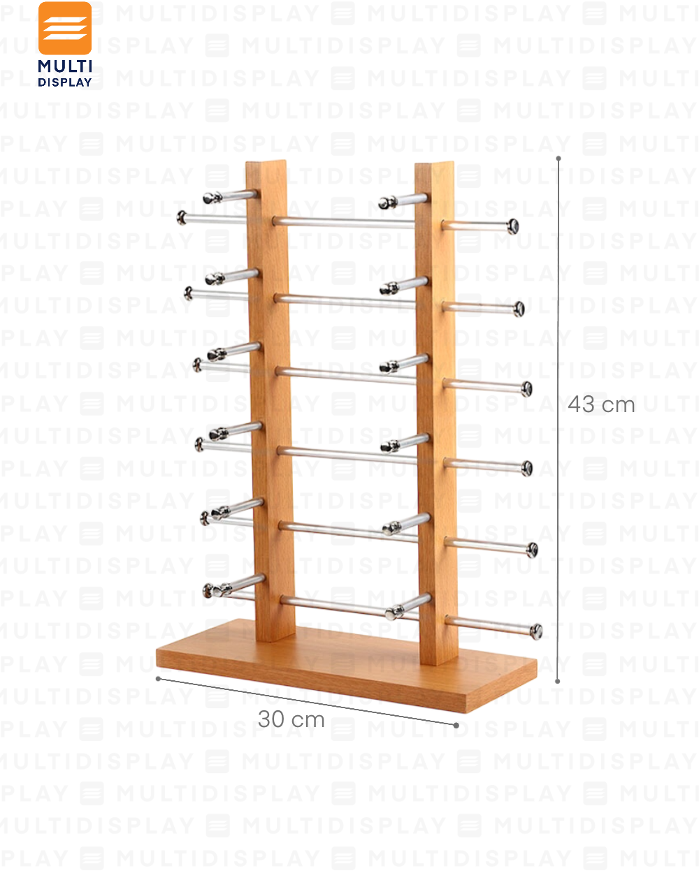 Exhibidor de Lentes Madera 12 Slot, 30x43cm, Madera