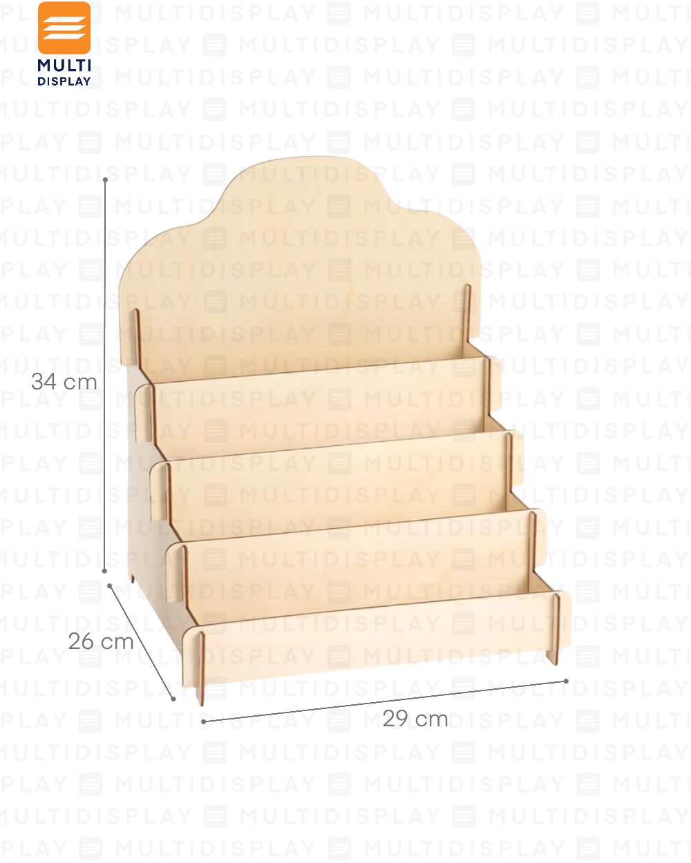 Exhibidor de Accesorio Portatil Madera 4 Niveles, 29x34cm, Madera