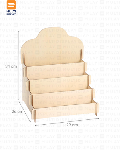 Exhibidor de Accesorio Portatil Madera 4 Niveles, 29x34cm, Madera