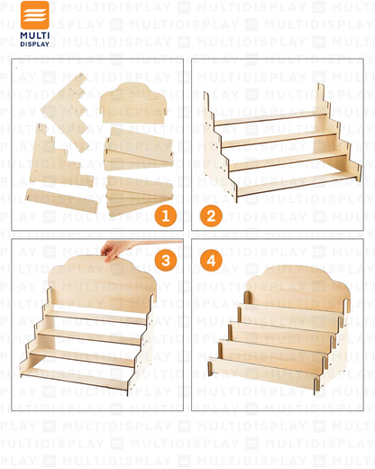 Exhibidor de Accesorio Portatil Madera 4 Niveles, 29x34cm, Madera