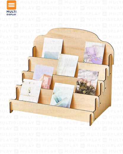 Exhibidor de Accesorio Portatil Madera 4 Niveles, 29x34cm, Madera