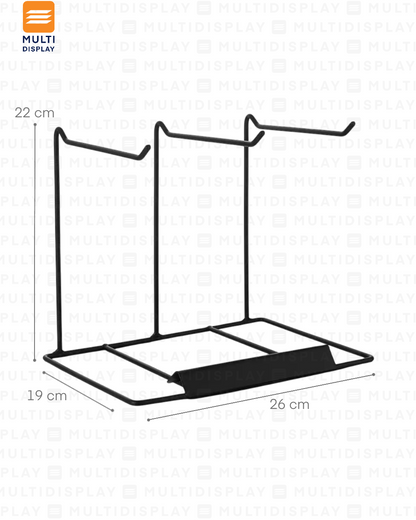 Exhibidor de Accesorio Rack Metalico 3 Slot, 26x20cm, Negro
