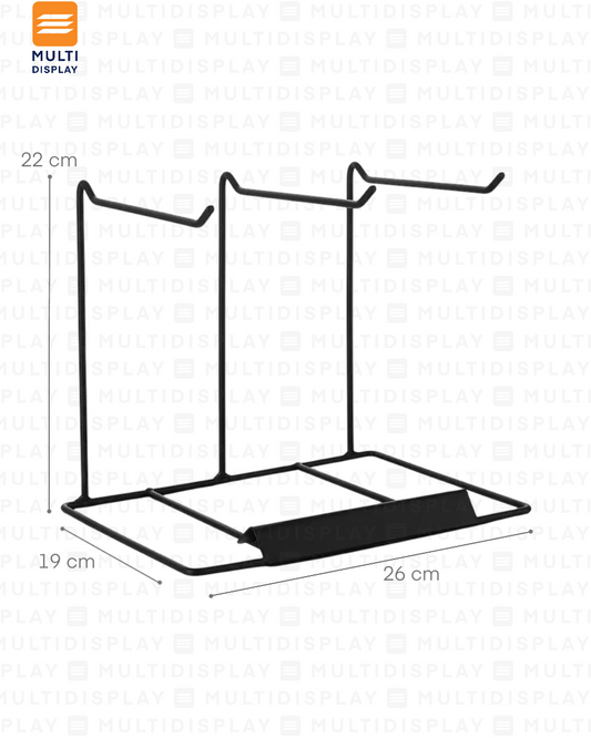 Exhibidor de Accesorio Rack Metalico 3 Slot, 26x20cm, Negro