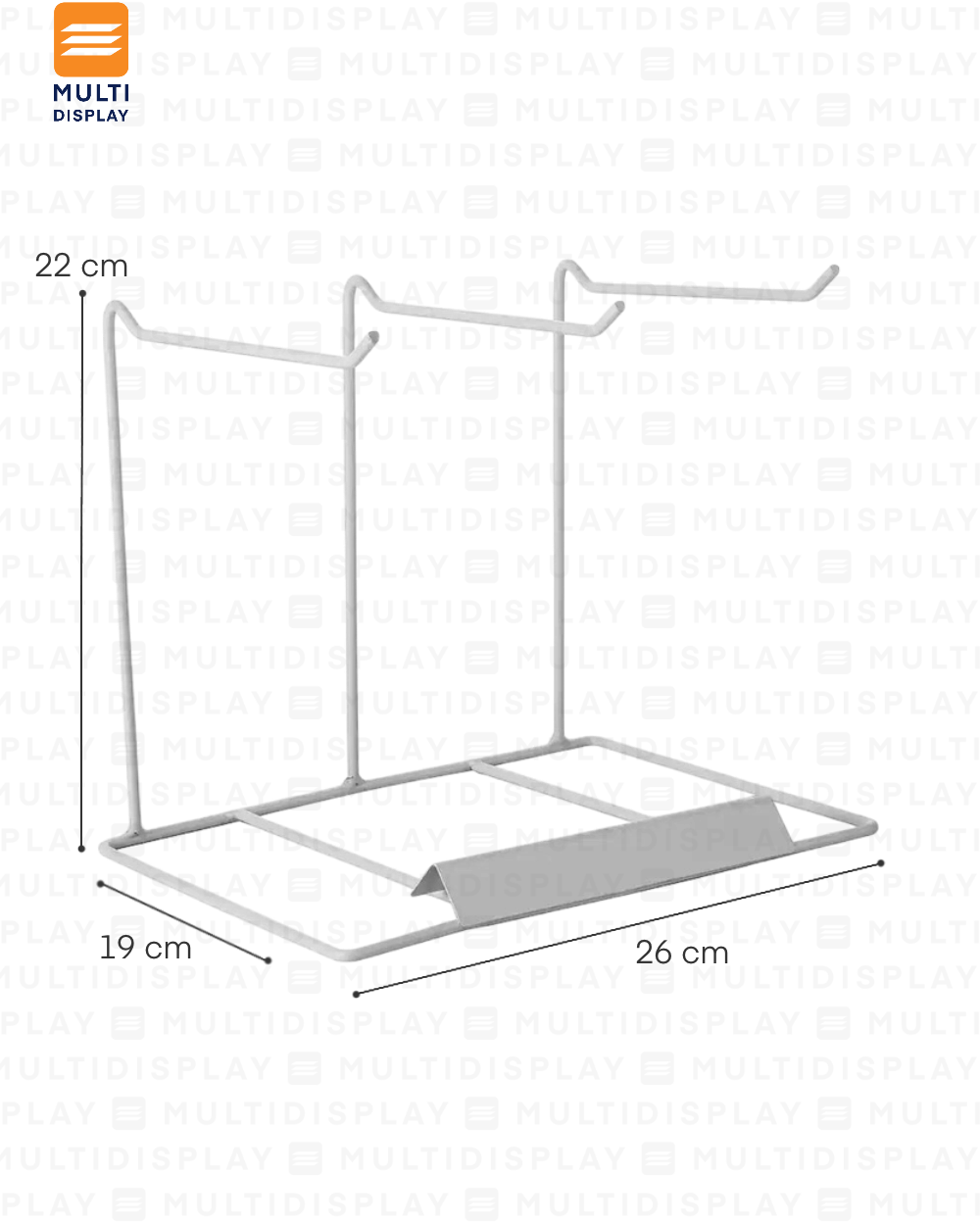Exhibidor de Accesorio Rack Metalico 3 Slot, 26x20cm, Blanco