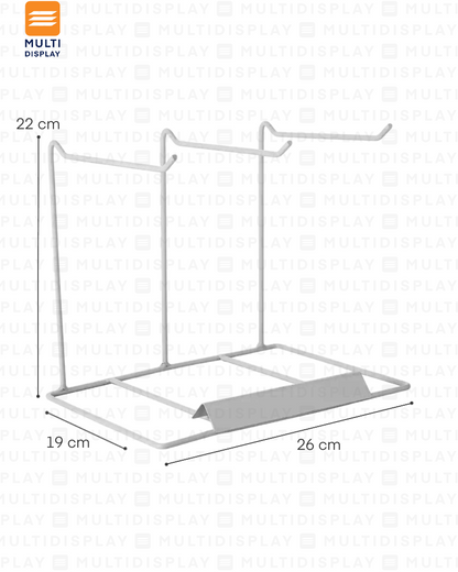 Exhibidor de Accesorio Rack Metalico 3 Slot, 26x20cm, Blanco