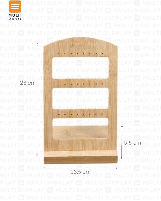 Exhibidor de Arete Tablero Madera, 3 Niveles 14x23cm, Madera