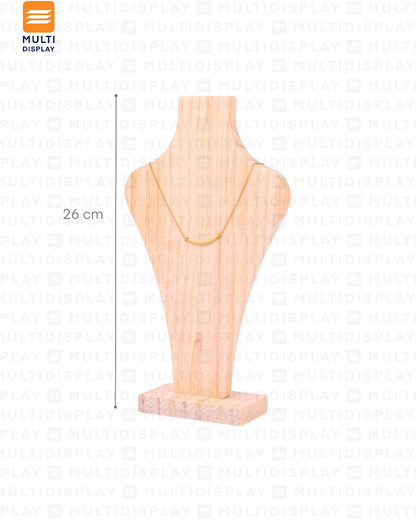 Exhibidor de Collar Busto Silueta Madera, Medium 26cm, Madera