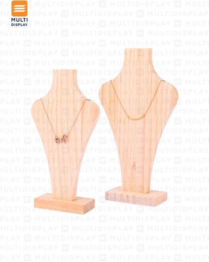 Exhibidor de Collar Busto Silueta Madera, Small 22cm, Madera