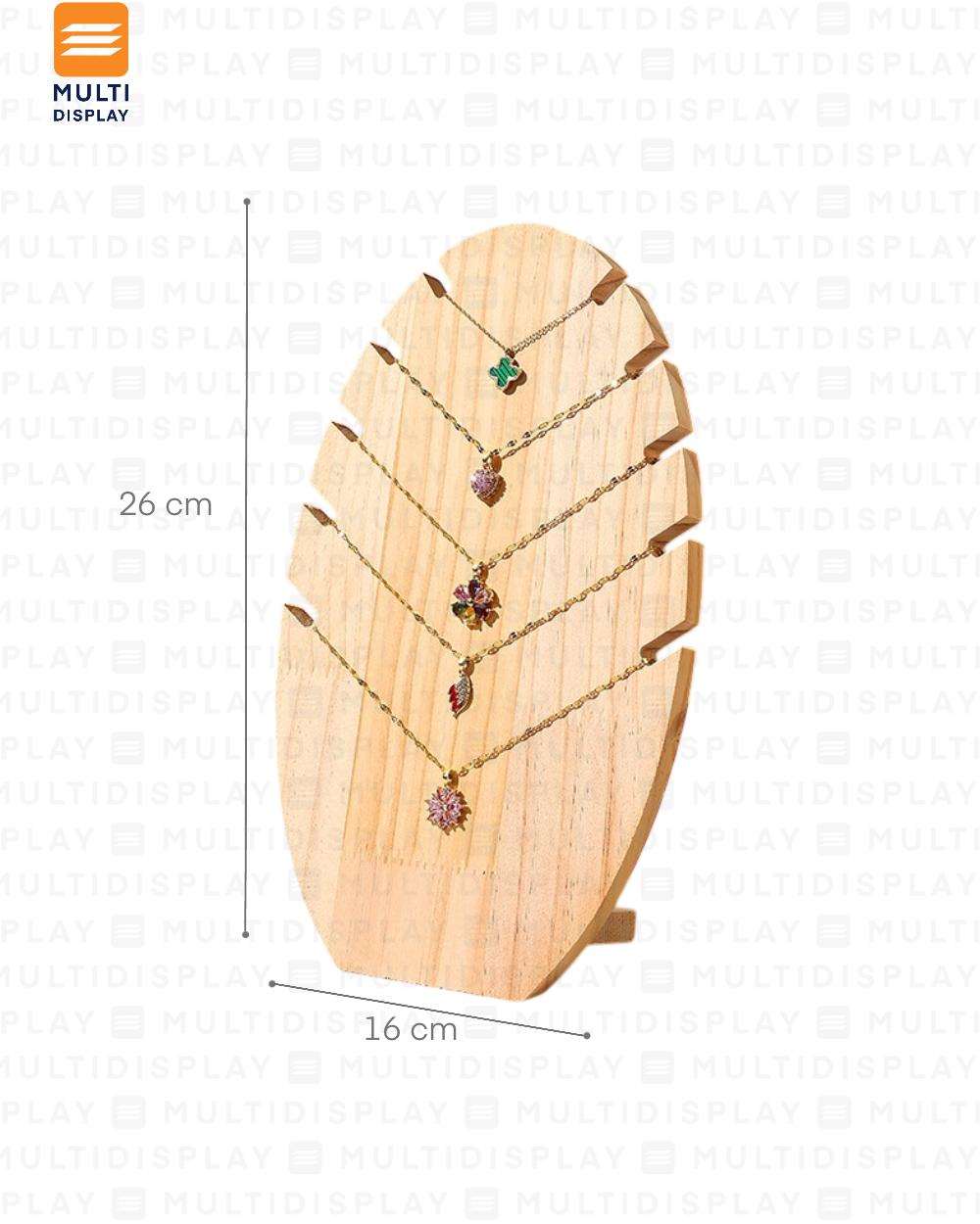 Exhibidor de Collar Tablero Vertical Madera, Small 16x26cm, Madera