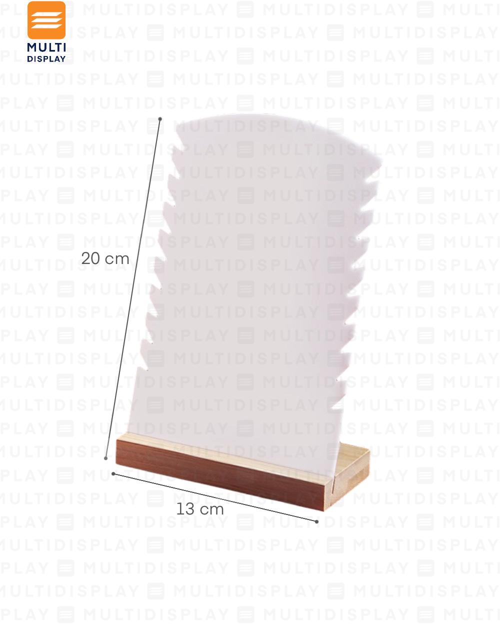 Exhibidor de Collar Tablero Acrilico Base Madera, 13x20cm, Blanco
