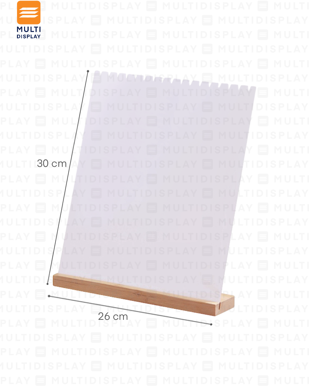 Exhibidor de Collar Tablero Acrilico Base Madera, 26x30cm, Blanco