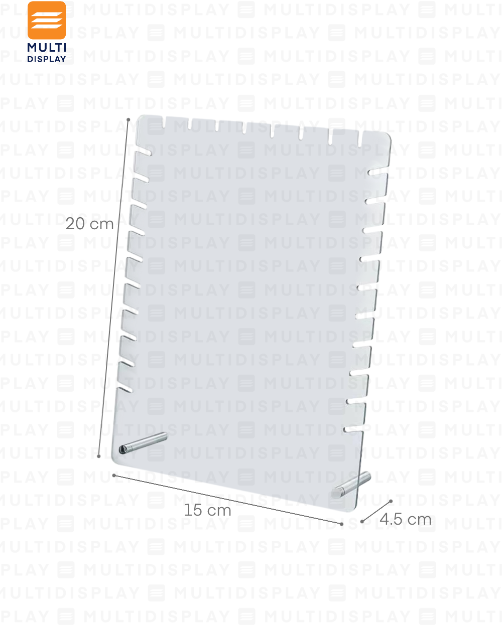 Exhibidor de Collar Tablero Acrilico, 15x20cm, Transparente