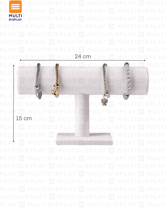 Exhibidor de Pulsera T Tela 1 Nivel 24cm, Blanco