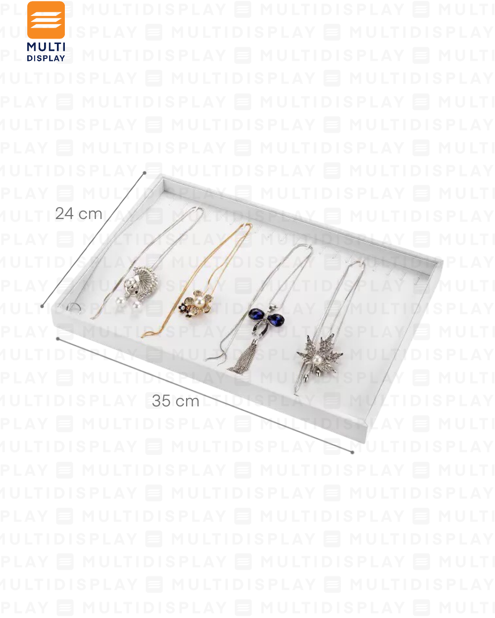 Exhibidor Bandeja para Collar Lino 35x24cm, Blanco