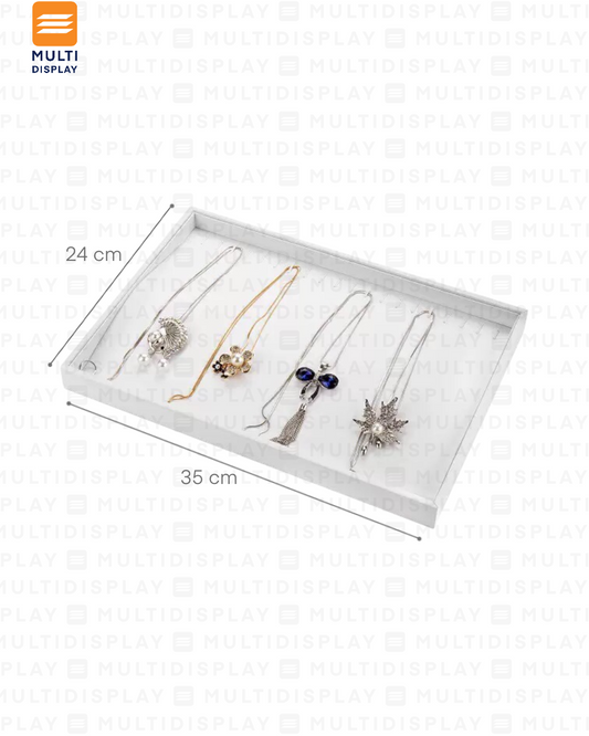 Exhibidor Bandeja para Collar Lino 35x24cm, Blanco