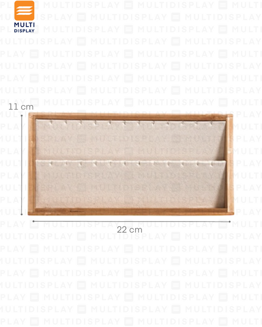 Exhibidor Bandeja para Arete Madera con Gamuza 22x11cm, Crema