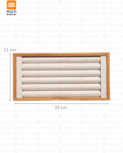 Exhibidor Bandeja para Anillo Madera con Gamuza 22x11cm, Crema