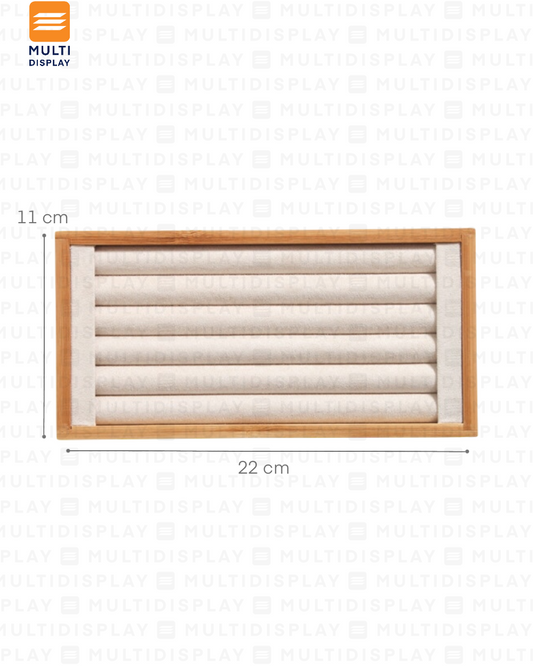 Exhibidor Bandeja para Anillo Madera con Gamuza 22x11cm, Crema