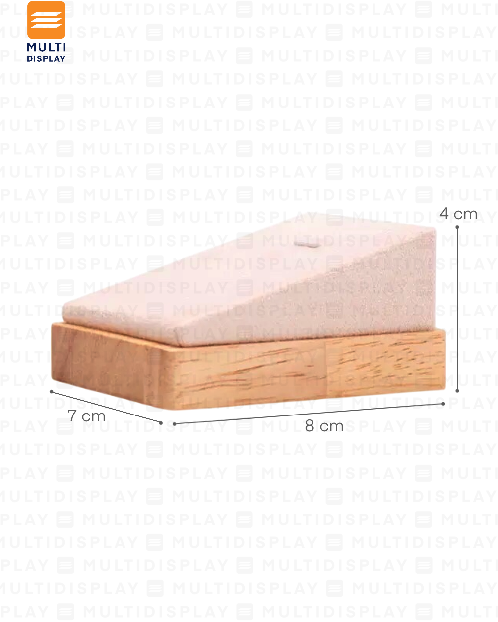 Exhibidor de Collar Mostrador Madera con Gamuza, 7x8cm, Crema