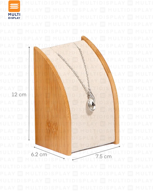 Exhibidor de Collar Busto Curvo Madera con Gamuza, Small 12cm, Crema