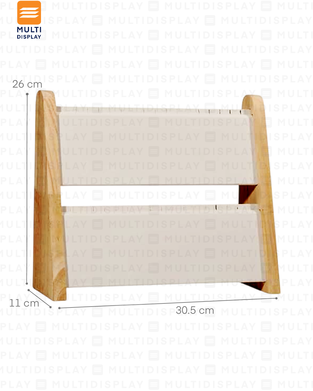 Exhibidor de Collar Tablero 2 Niveles Madera con Gamuza, 30x26cm, Crema