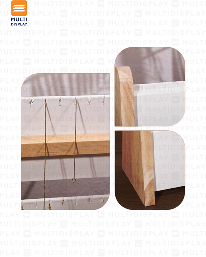 Exhibidor de Collar Tablero 2 Niveles Madera con Gamuza, 30x26cm, Crema