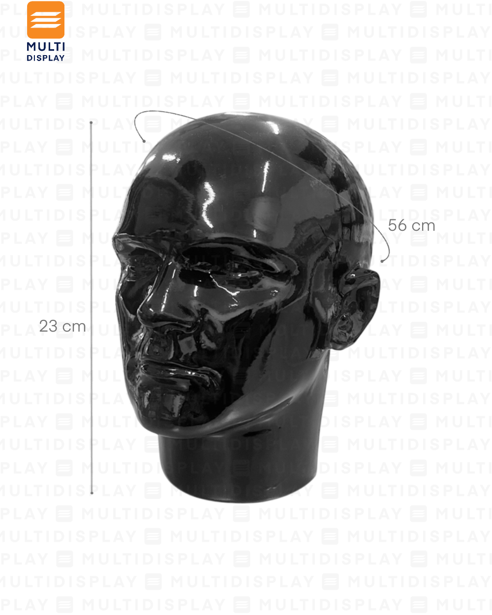 Maniqui Cabeza Artesanal Plastico Hombre, Negro