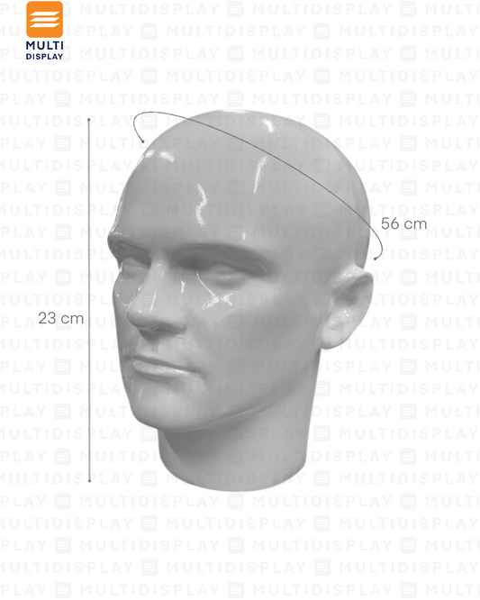 Maniqui Cabeza Artesanal Plastico Hombre, Blanco