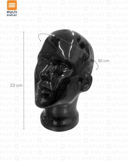 Maniqui Cabeza Artesanal Plastico Mujer, Negro