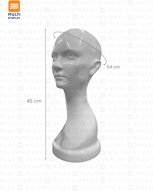 Maniqui Cabeza Artesanal para Peluca Plastico Mujer, Blanco