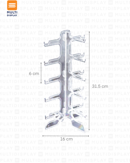 Exhibidor de Lentes Plastico 5 Slot, 16x32cm, Transparente