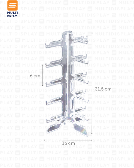 Exhibidor de Lentes Plastico 5 Slot, 16x32cm, Transparente