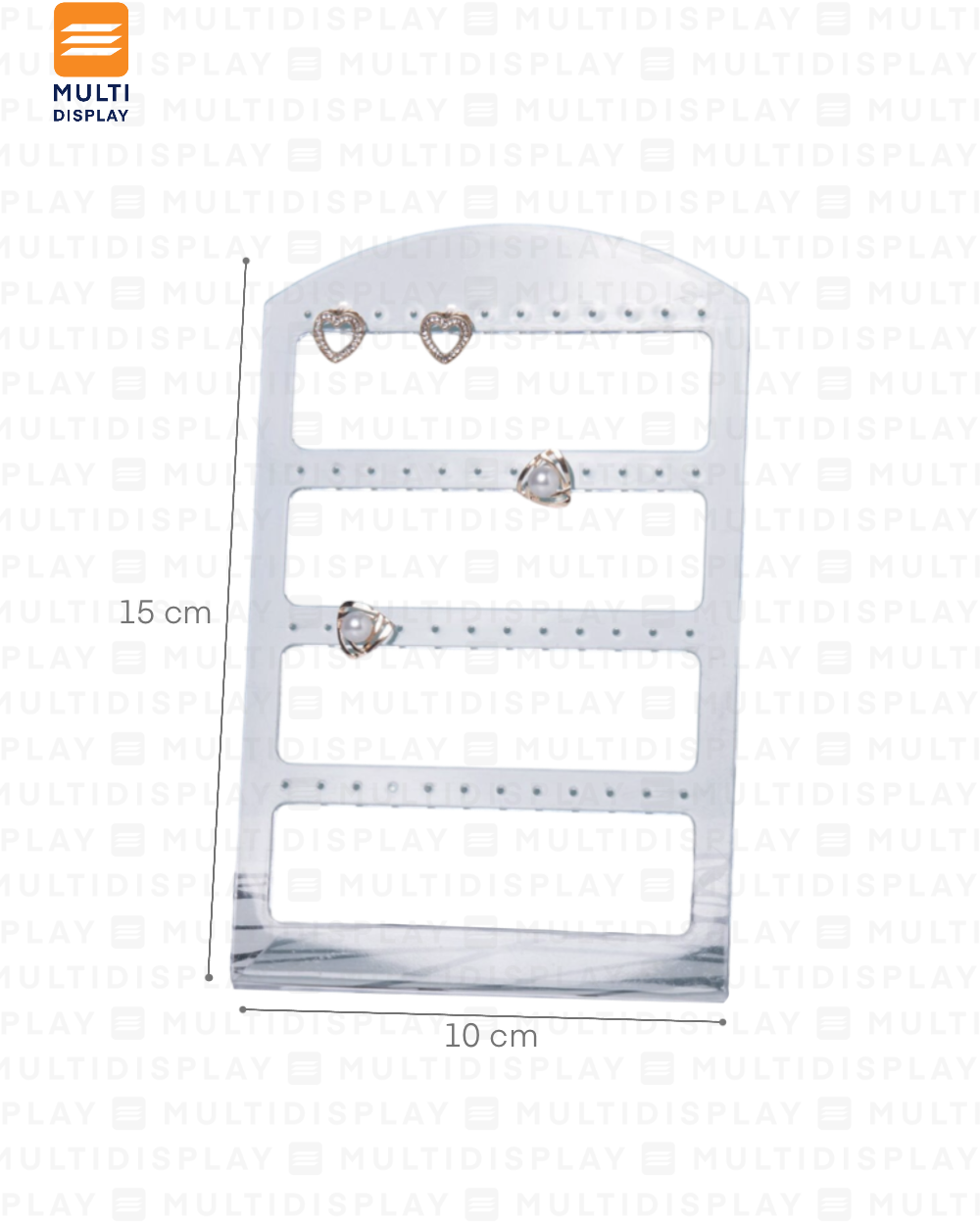 Exhibidor de Arete Tablero Acrilico, 4 Niveles 10x15cm, Transparente