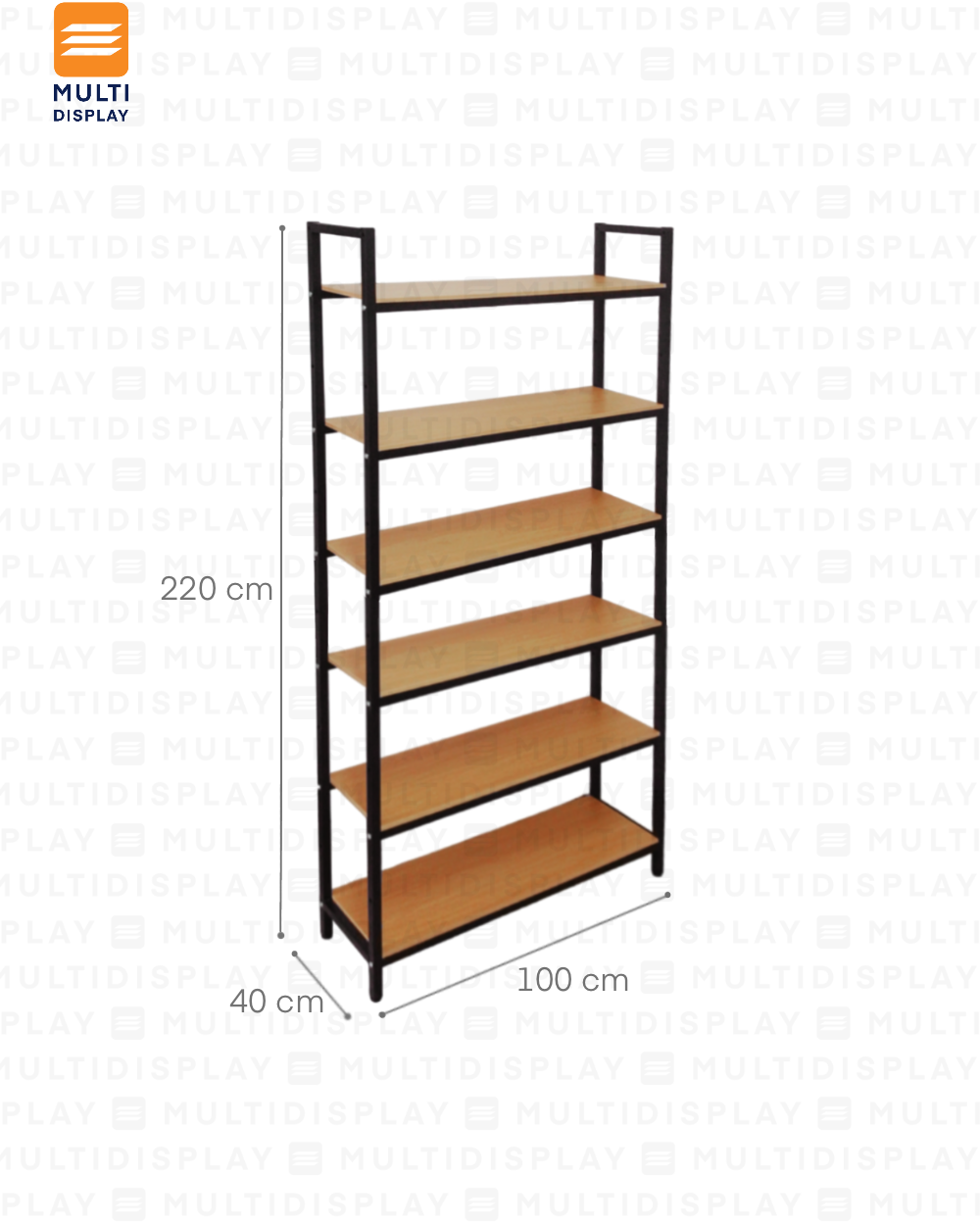 Estante de Madera con Postes de Hierro 100x40x220cm