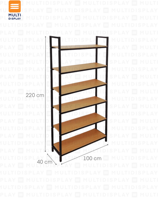 Estante de Madera con Postes de Hierro 100x40x220cm